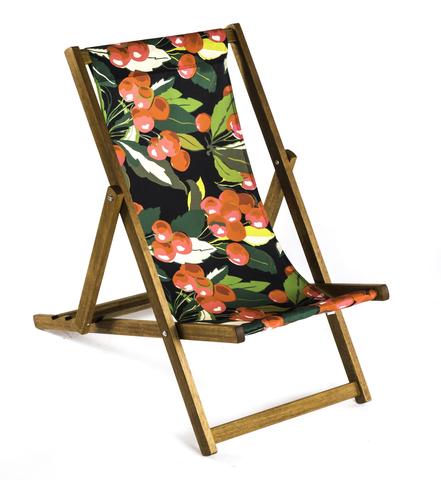 Wooden Deckchair With Cherry Design